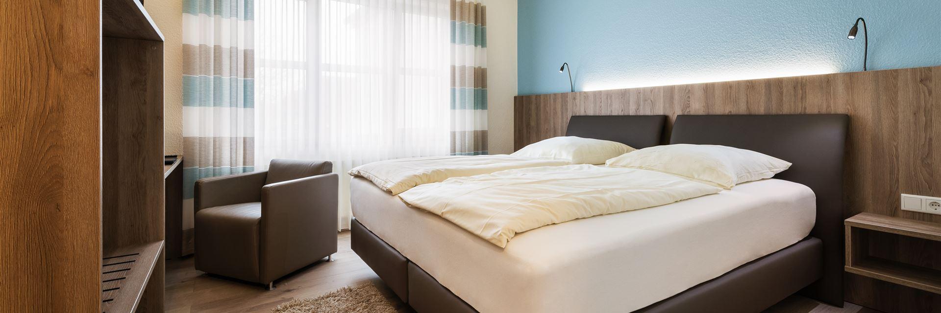 The picture shows a standard double room.