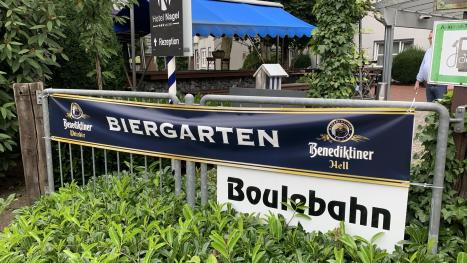 Entrance to the beer garden at the back of the hotel.